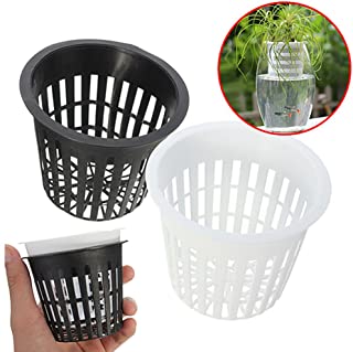 10 cestas de malla hidroponicas para plantar macetas- cestas de malla de plastico- cestas para macetas de jardin- negro- Tamano libre