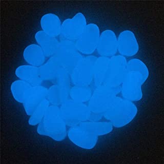 100 pcs guijarro luminoso Piedras decorativas que brillan en la oscuridad azul piedras acuario 1-5-3-0 cm