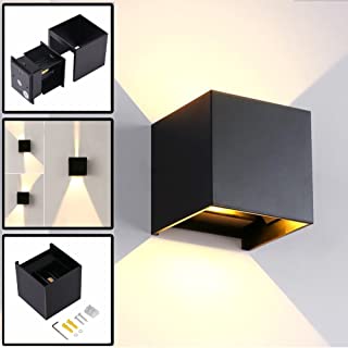 12W LED Apliques De Pared Modernos En Acero- Lamparas Exterior Impermeable IP65 Lamparas para Dormitorios- Salon- Comedor Jardin De Lluminacion de Exterior y Interior (Negro)