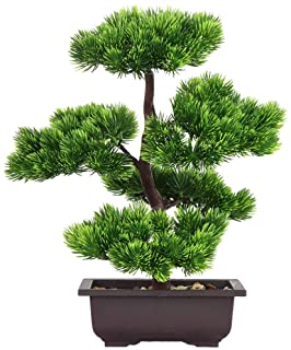 Aisamco Bonsai artificial Decoracion de plantas falsas Plantas artificiales en macetas Plantas de bonsai de pino japones 33 cm de altura para la decoracion del hogar Pantalla de escritorio