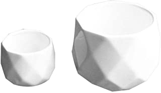 Anyutai Maceta de ceramica grande en maceta suculenta de ceramica blanca- florero esferico multifacetico florero de la planta ceramica de la decoracion del hogar