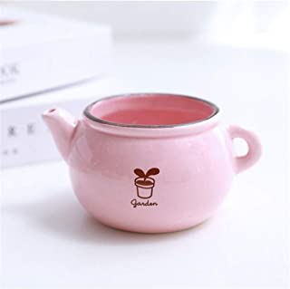Ceramica creativa tetera pequena suculenta de la maceta- la taza de te de Tiesto en forma de Inicio Artesania Decoracion de la planta en maceta japonesa- Decoracion linda y delicada ( Color : Pink )