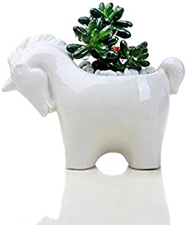 Ceramica Pequeno Unicornio Maceta Caballo Blanco Maceta Maceta Plantas suculentas Jardin de jardin Macetas para Flores- A