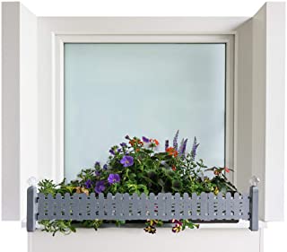 Green Creations Porta Cajas de Flores Masu Basic Set Encaja en Cada alfeizar de 78 cm a 140 cm sin perforar- sin danar la fachada- (Gris- Conjunto Base: Clasico)