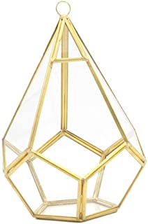 HANMAX Terrario de Cristal para Colgar- Moderno- artistico- con Forma de lagrima- Diamante- geometrico- poliedral- para Bricolaje- Maceta de Flores (sin Planta) Exquisita
