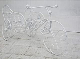 Hogar y Mas Bicicleta Macetero Blanco- realizado en Metal- decoracion Vintage y Elegante- Jardin