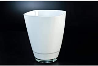 INNA-Glas Jarron Cuadrado de Cristal Yule- Blanco- 17 x 13 x 13cm - Florero Decorativo - Maceta de Vidrio