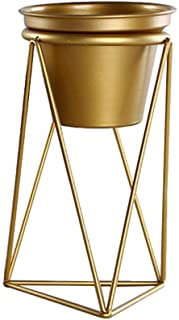 Jannyshop - Soporte para maceta con soporte de hierro geometrico para decoracion del jardin o el hogar- color dorado- Large