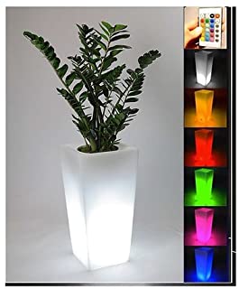 Jarron Luminoso Multicolor Cuadrado- Maceta de resina iluminado- macetas luminosas- jarron iluminado