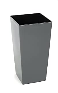 Kreher XXL Design – Maceta de plastico en brillante gris con accesorio extraible. Tamano Alto en cm: 40 x 40 x 75-3 cm. 91-5 litros de capacidad.