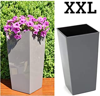 Lamela - Maceta XXL para Plantas (68 cm de Alto)- Color Gris Oscuro