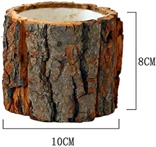 Maceta de madera con corteza Sauce natural Caja de macetas de troncos suculentas de cactus pequenos- Estilo de escritorio de bosque Natural Macetas de madera para macetas Portavelas hechas a mano