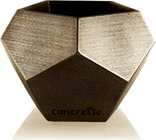 Macetero de Cemento- de hormigon- Cuadrado- geometrico- 9 cm de diametro- Color laton y Cobre