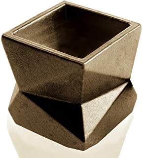 Macetero de Cemento- Maceta de hormigon- Moderna- n.º 3- diametro de 7-5 cm- laton y Cobre