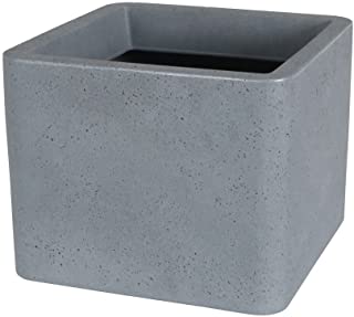 Macetero greemotion Lea en apariencia de cemento gris - Maceta cuadrada - Macetero 40x40cm - Maceta de plastico - Maceta con volumen de tierra 44L - Macetero impermeable - Accesorios de jard