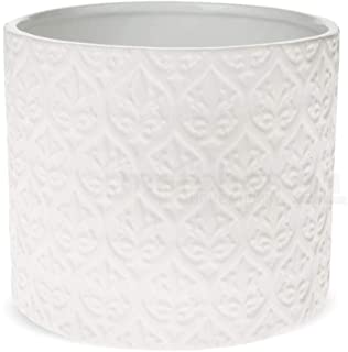 matches21 macetas macetas Tiesto de ceramica con Flores Relief Redondo Color Blanco – En 3 Tamanos