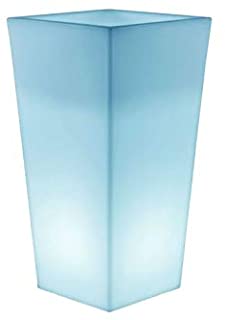 MELISA- Maceta luminosa LED de exterior RGB solar recargable (58 cm)- color blanco