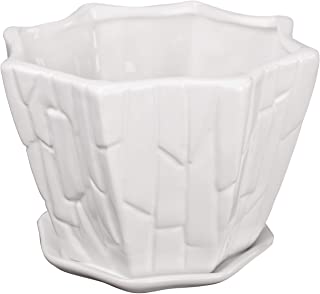 MyGift diseno abstracto blanco contenedor de ceramica Plantas Suculentas-Cactus Flor Maceta con platillo