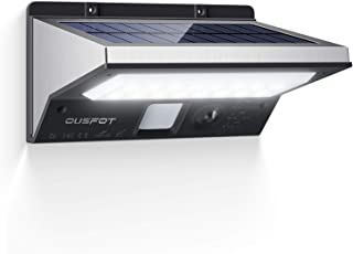 OUSFOT Luz Solar Exterior LED Foco Solar Exterior con Sensor de Movimiento Lampara Solar Impermeable 3 Modos Gran Angulo 120º de Iluminacion 2200mAh para Jardin Muros Exteriores.