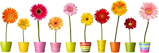 Pegatinas de Ventana de macetas con Flores - 10 Flores de Colores Individuales en macetas Decoraciones Adhesivas para Ventanas y Puertas de Vidrio