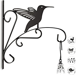 Relaxdays- Negro macetas pajaro- Gancho de Pared para cestos- decoracion de jardin- Metal- 30 x 28 x 2 cm