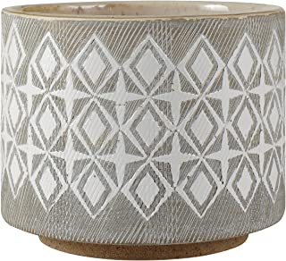 Rivet Macetero de ceramica geometrico- 10-4 cm de alto- blanco y gris