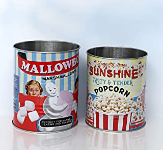 Temerity Jones- Marshmallow & Popcorn - Juego de 2 latas de Almacenamiento (Grande- 24 x 21 cm- pequenas- 20 x 17 cm)