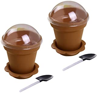UPKOCH taza de helado con tapa mini maceta tazas taza de yogur de plastico recipiente de postre para pudin de gelatina de mousse 10 piezas