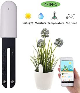 VegTrug Flower Care Medidor de Suelos- Inteligente Monitor de Plantas Bluetooth 4 en 1 Probador de Suelo Monitorea Automaticamente los Niveles de Humedad-Luz-Fertilidad-Temperatura-para iOS y Android