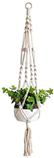 Vikenner - Colgador de plantas de yute natural de 1 metro- soporte para macrame- cesta colgante de macrame con llavero para interiores y exteriores- balcon- decoracion de techo- 4 patas- L